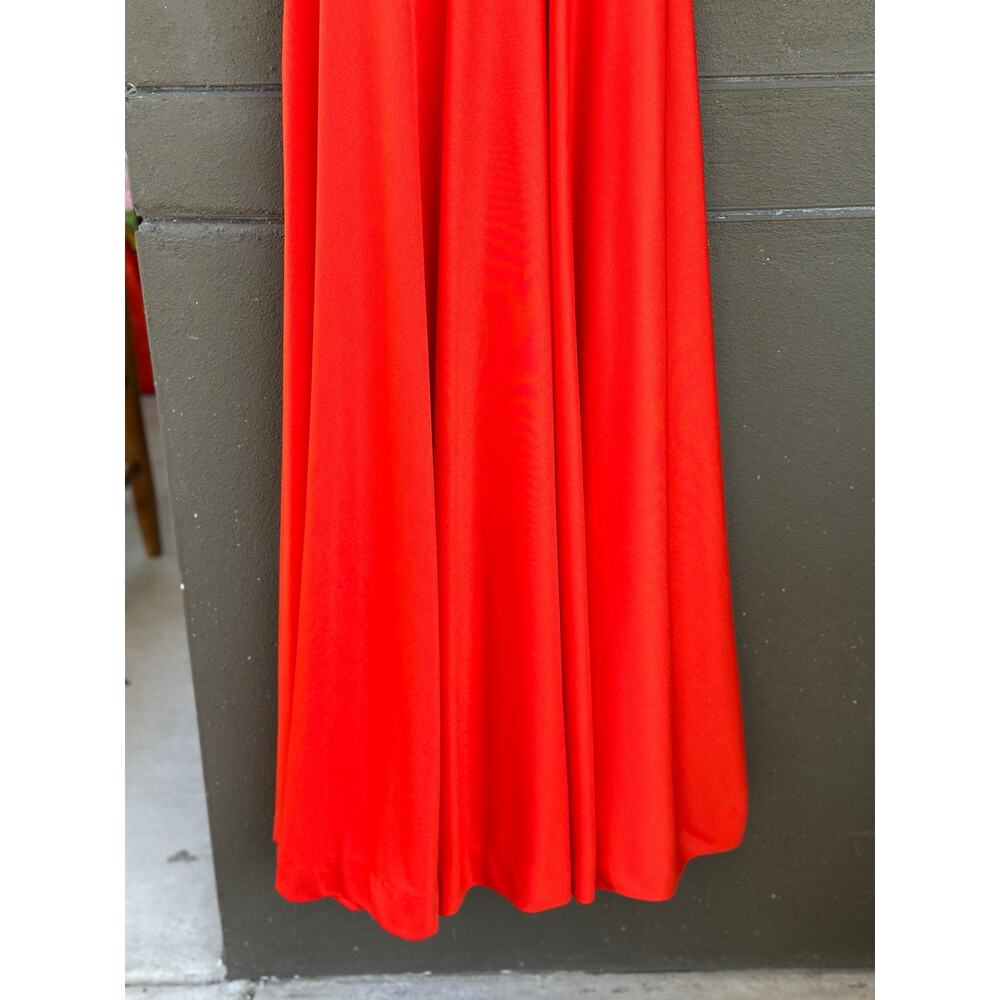 Vintage Joan Leslie Kasper Long Maxi Dress Wmn  8 Red Strappy Halter Formal Gown - Picture 6 of 8